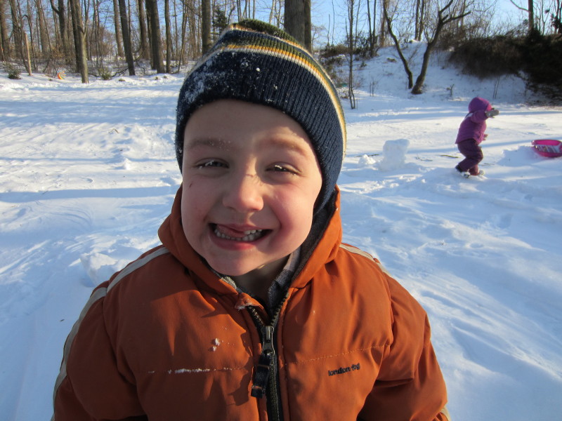 It's fun to be five! Frozen eyelashes from sledding fun!