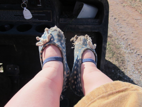 These baby shoes have seen their share of outdoor fun