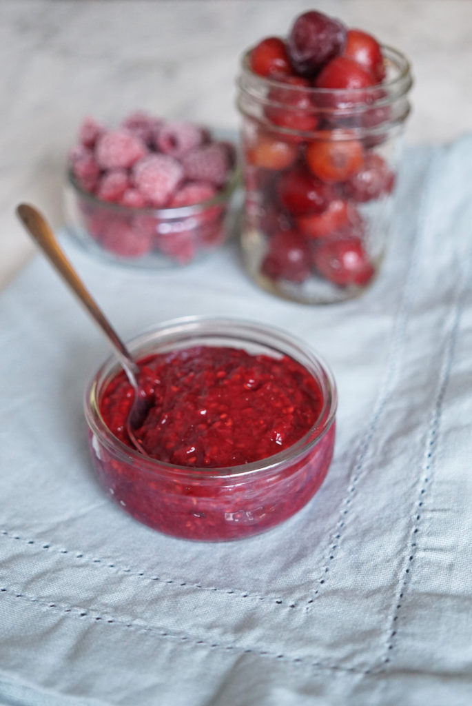 low-sugar raspberry cherry jam