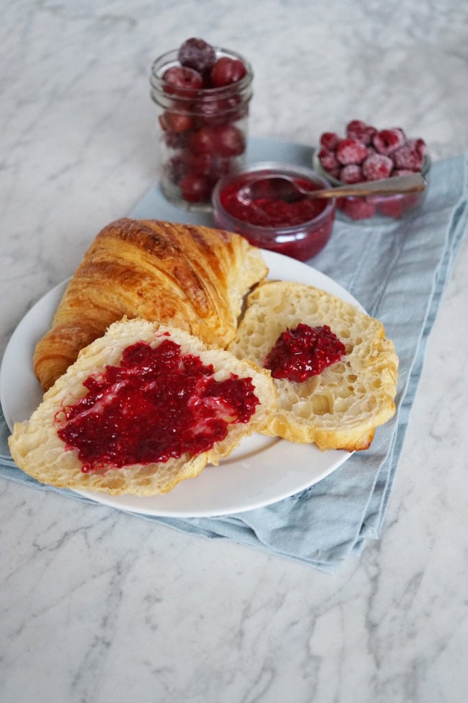 low-sugar jam on a croissant