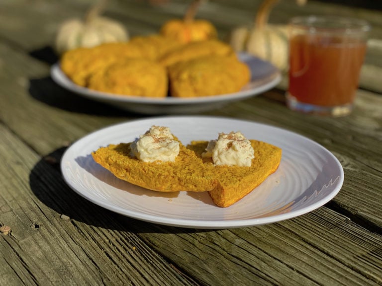 Pumpkin scones with a glass of cider