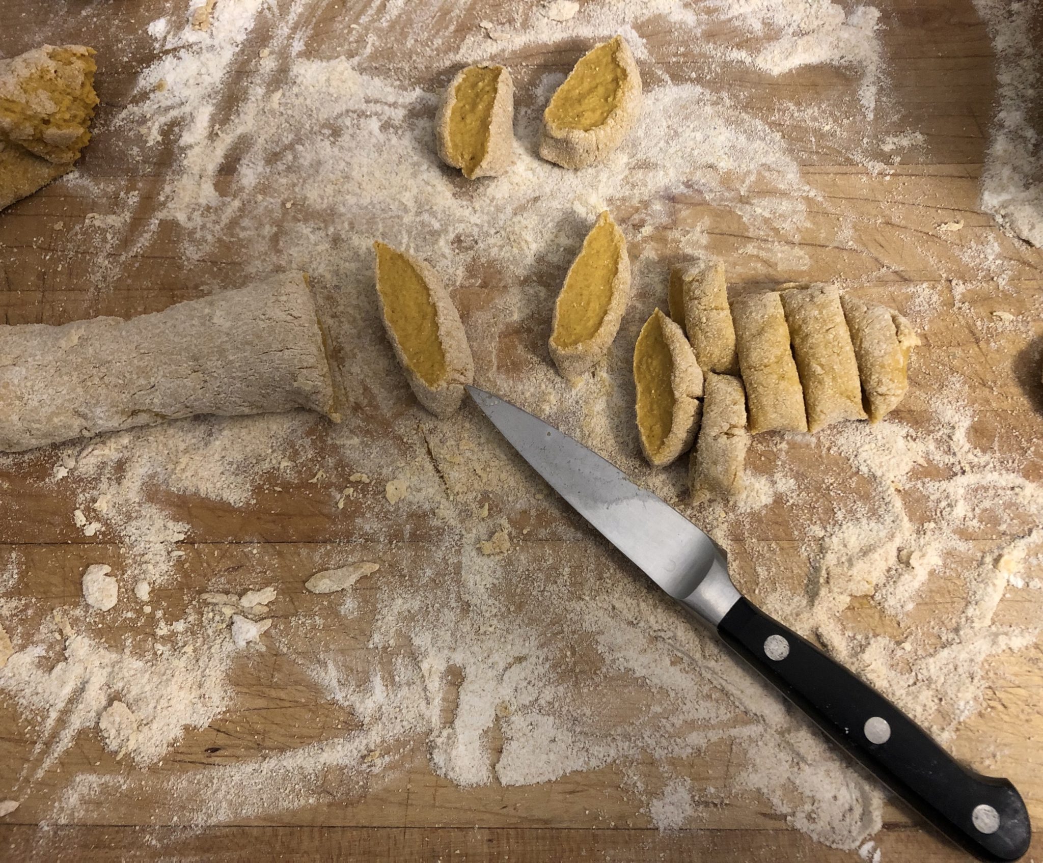 Prepping pumpkin gnocchi