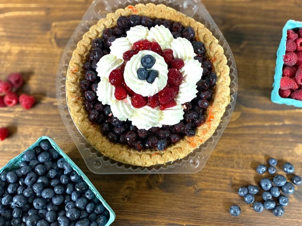 red, white, and blue pie