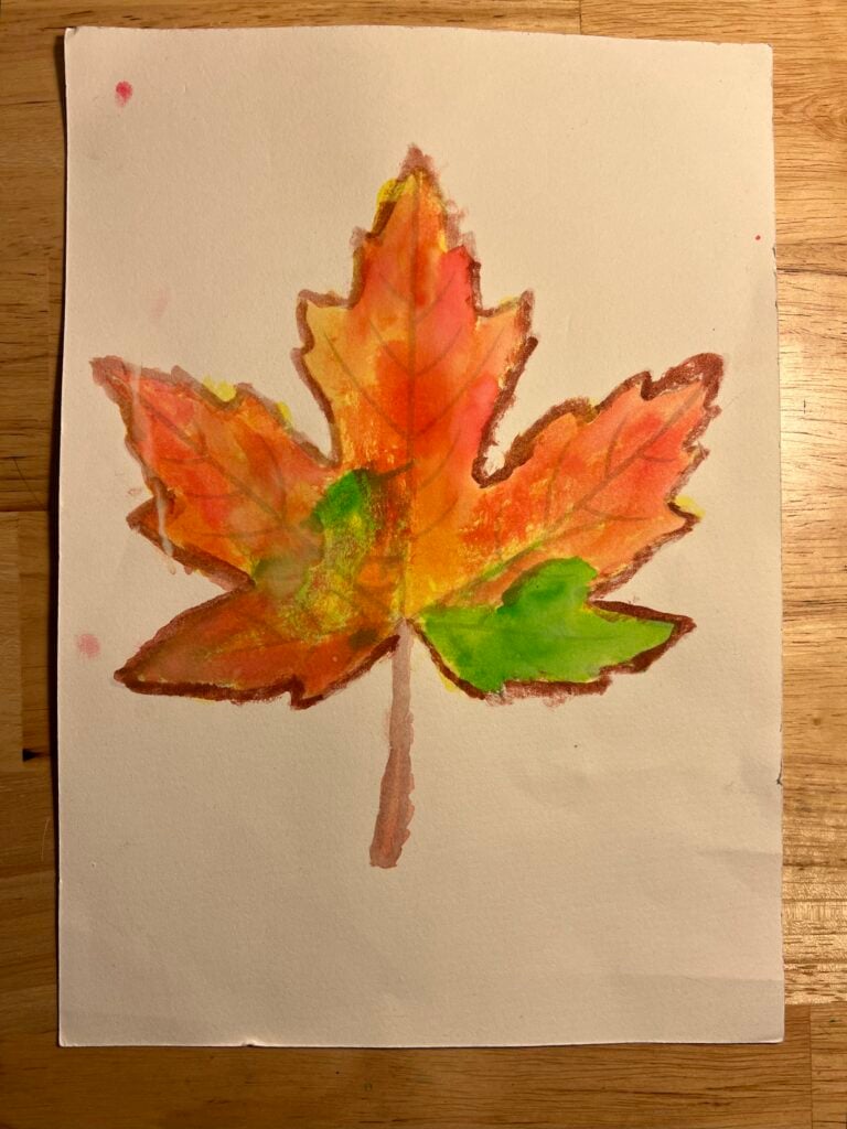 Fall Leaf Painting with Watercolors & Glitter - Projects with Kids